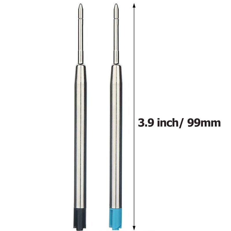 Onwon 30 Pieces Replaceable Ballpoint Pen Refills 1.0mm Medium Point Metal Refill Smooth Writing Ball Point Pen Refills Black & Blue Ink - Image 2